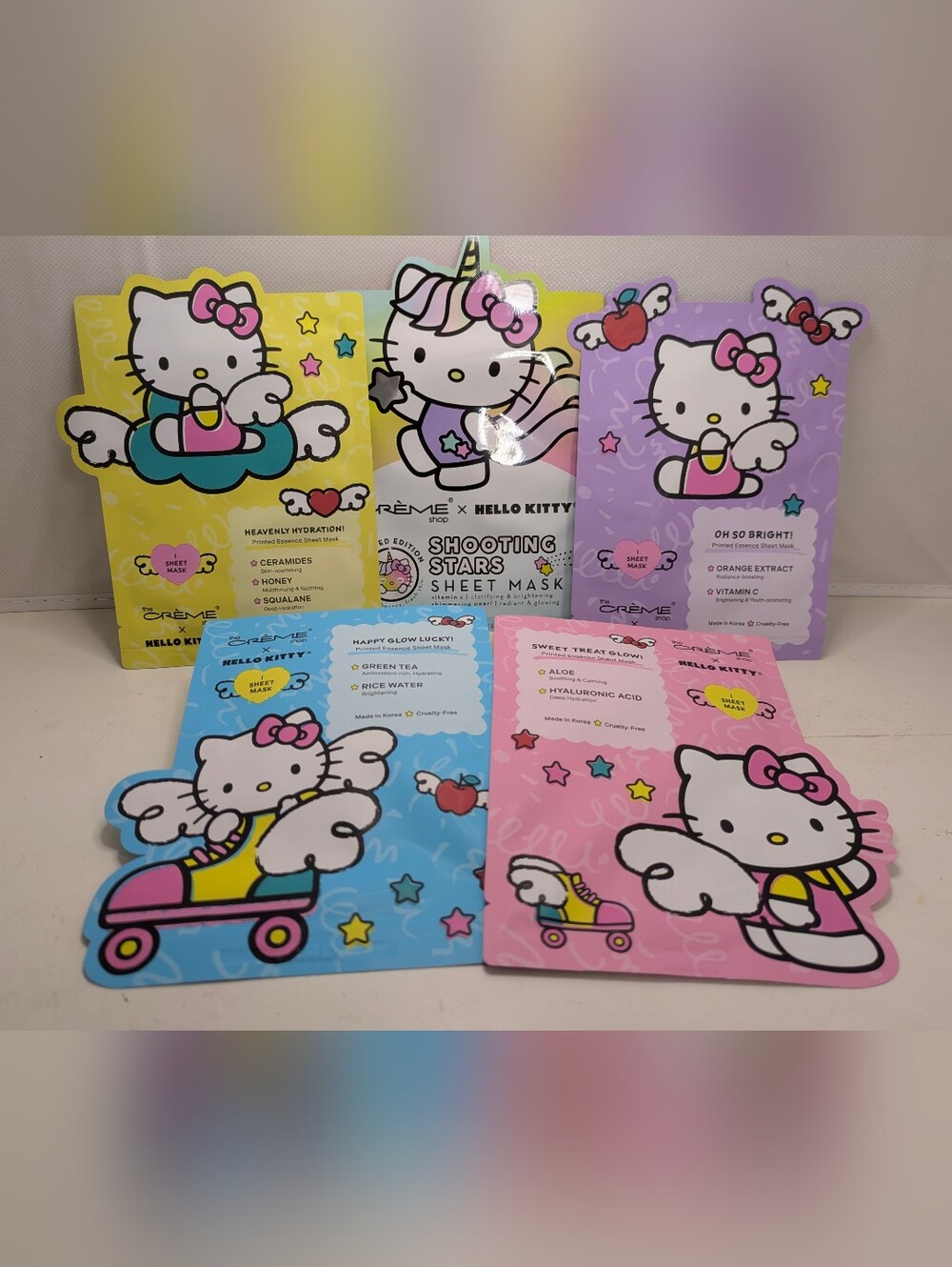 Hello Kitty x The Crème Shop Sheet Mask Bundle 5 Pack Sanrio K-Beauty Gift Set